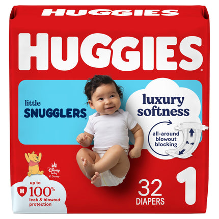 Huggies Little Snugglers Baby Diapers, Size 1, 32 