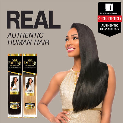 Sensationnel Empire Yaki weave hair - virgin Human hair extensions Yaki texture hair for weaving and sew in styles - Straight Yaki 1 pack (14 inch, 27)