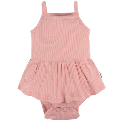 Gerber Baby Girls Sleeveless Skirted Onesies Bodysuit, Antique White, 6-9 Months