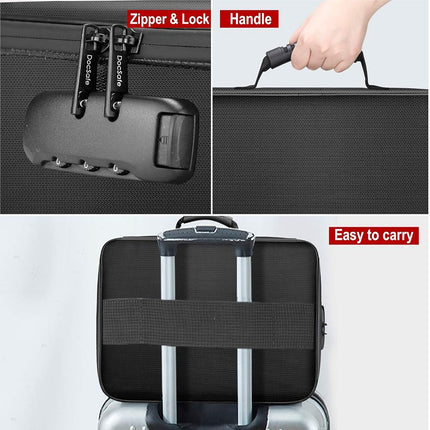 DocSafe 5200°F Document Organizer with Lock,Upgraded Heat Insulated Fireproof＆Waterproof Box 8 Layers File Organizer,Portable Home Travel Safe Storage for Important Documents, Files and More, DS0089