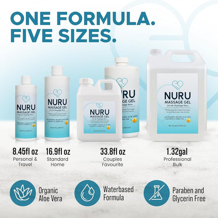 Nuru Massage Gel 5000ml, Organic Aloe Vera & Seaweed, Water Based