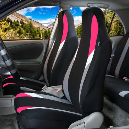 FH Group Front Set Cloth Car Seat Covers for Bucket Seats, 1-Piece Seat Cover, Airbag Compatible, Universal Fit Seat Covers for SUV, Van, Pink