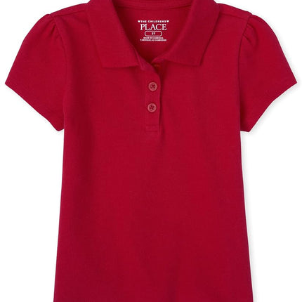 The Children's Place Polo piqué à manches courtes pour bébé fille et tout-petit, Ruby Single, 4T