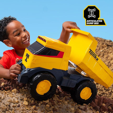 Basic Fun Tonka Next Gen Mighty Dump Truck – Heavy-Duty Steel Construction Vehicle with Working Dump Bed, Mega Wheels & Tow Hooks – Tonka Tough for Outdoor Play
