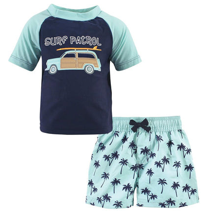 Hudson Baby Unisex Baby Swim Rashguard Set, Surf Car, 3-6 Months