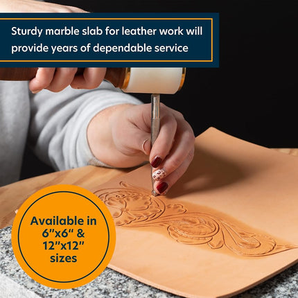Weaver Leather Supply Marble Slab, Sturdy Non-Porous Marble Block, Leathercraft Gear for Detailed Tooling, Stamping, Carving, and More, 6” X 6”