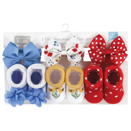 Hudson Baby Girl's Headband and Socks Giftset, Wildflower, One Size