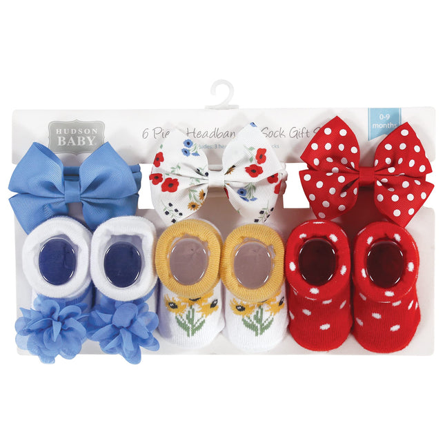 Hudson Baby Girl's Headband and Socks Giftset, Wildflower, One Size