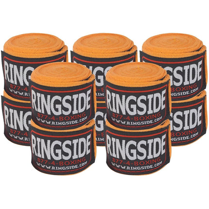 Ringside Mexican Style Boxing Hand Wraps (5 Pairs Pack), Neon Orange, 180"