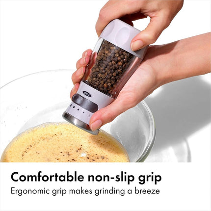 OXO 11312500 Good Grips Contoured Mess-Free Pepper Grinder, Ceramic, Gray
