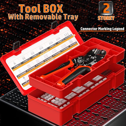 PEBA JST Crimping Tool kit, 2.5mm JST-XH Connector has 19 types, with Wire EDM Cutting Crimper Pliers + Double-layer Tote Toolbox | AWG30-20 Crimper for JST Series, Dupont, VH 3.96mm, AMP EI-Series