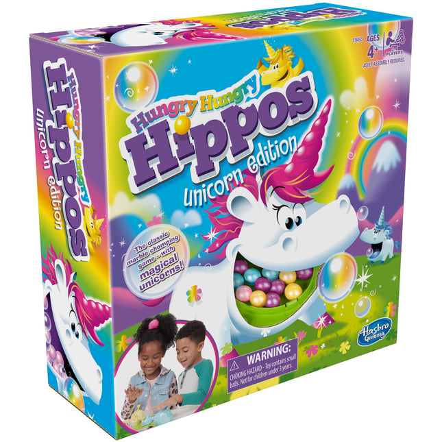 Hasbro Gaming Hungry Hungry Hippos Unicorn Edition Board Game; Pre-School Game for Kids ages 4 and Up; For 2 to 4 Players