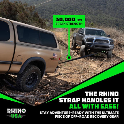 Rhino USA Tow Strap (7.6 cm x 6.1 m) - 13,600 kg Heavy Duty Tow Rope