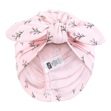 Hudson Baby Infant Girls Turban Cotton Headwraps, 0-24 Months, Soft Painted Floral, 0-24 Months