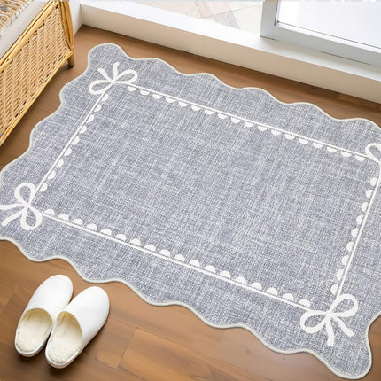 GarveeHome Scalloped Entryway Rug 2x3 Washable Fro