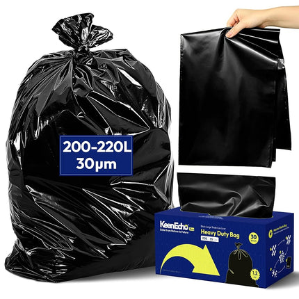 KeenEcho 200L Heavy Duty Garbage Bags 30 Count, 30