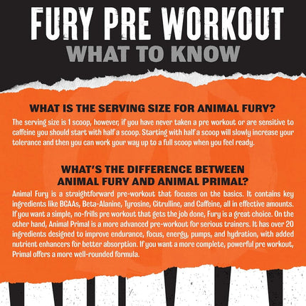Animal Fury Pre-Workout Energy Supplement with Amino Acids, Green Apple 30 Servings