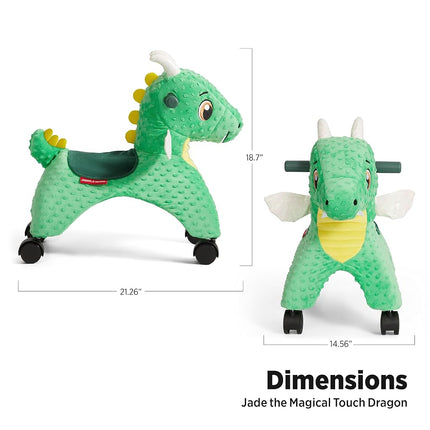 Radio Flyer Jade The Magical Dragon with Interactive Lights and Sounds, Ride On Toy for Toddlers Ages 1-3, Green Dragon Toy for Kids