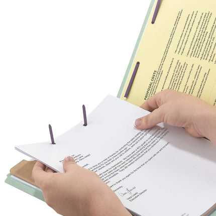 Carpeta de clasificación Smead de cartulina 100% reciclada con pestañas finales y sujetadores SafeSHIELD, 1 divisor, expansión de 5 cm, tamaño carta, gris/verde, 10 por caja (26800)