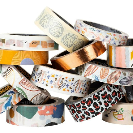 Scotch Washi Tape, Bright Colors, Assorted Patterns, 15 Rolls/Pack (C1017-15-P5)