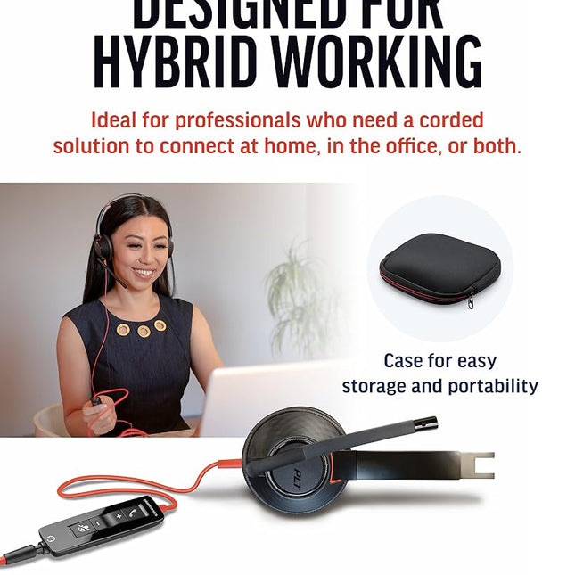 Poly Blackwire 5220, C5220 USB-A - Schnurgebundenes Stereo-Headset mit USB-A und 3,5 MM