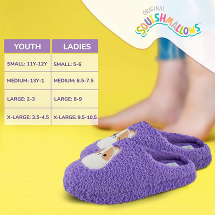Squishmallows Kids Slippers and Womens Slippers Gifts for Women Extra Cozy Fuzzy House Slippers Slip On, Purple, 11-12 Little Kid