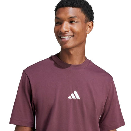 Adidas Mens Essentials Single Jersey 3-Stripes T-Shirt, Aurora Ruby/White, XX-S