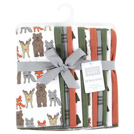 Hudson Baby Unisex Baby Cotton Flannel Burp Cloths Bundle, Wild Forest, One Size