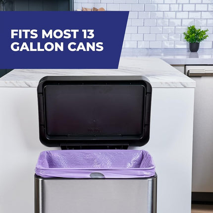Hefty Ultra Strong 13 Gallon Trash Bags, Tall Kitchen Trash Bags 13 Gallon Size, Resist Leaks, Punctures, and Rips, Continuous Odor Control, Purple, Fabuloso Scent, 110 Bags
