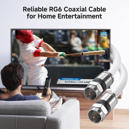 Cable Matters 3-Pack CL2 in-Wall Rated (CM) Quad Shielded Coaxial Cable 10 ft (RG6 Cable, Coax Cable) in White