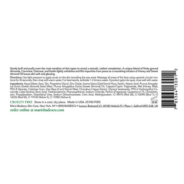 Gommage visage Amande et Miel Mario Badescu, 118 ml.