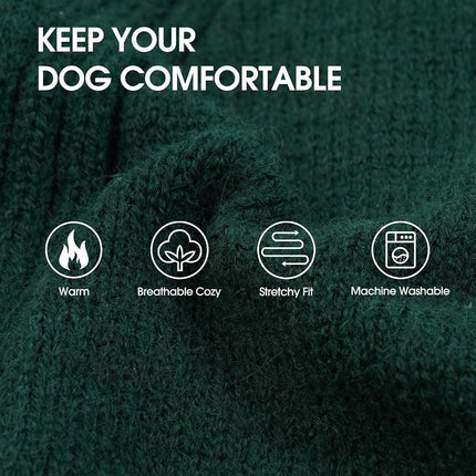 IECOii Dachshund Sweater,Turtleneck Dog Sweater for Small Medium Dogs Girl,Stretchy & Breathable,Warm Knitted Pullover Coat,High Neck Knitwear for Cold Weather Indoor & Outdoor Wear (Green, M)