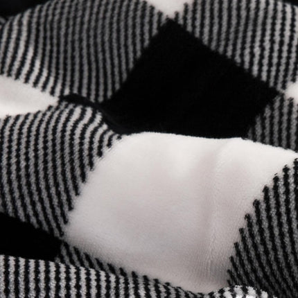 Elegant Comfort Ultra Soft Reversible Buffalo Plaid Flannel Sherpa Blanket - Cozy Silky Checkered Fleece Throw for Couch, Bed - Plush Fuzzy Warm Winter Blanket for Gift, Twin XL, Black
