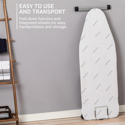 Rowenta IB9100 Pro Compact Professional Space Saving Folding Ironing Board 4-Leg with Hanger Racks and Cotton Cover, 18 54-Inch, Beige, Metal, 18" x 54"