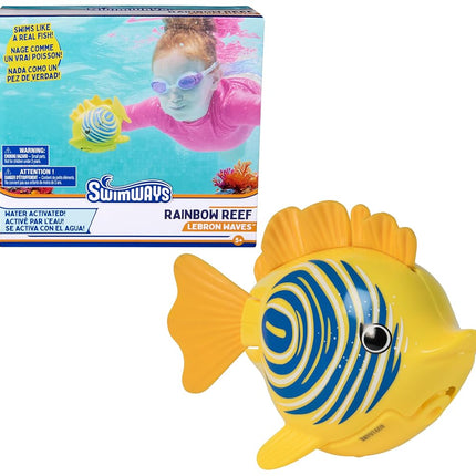 SwimWays Rainbow Reef Fish Toy, Kids Swimming Accessories & Water Toys, Learn to Swim Pool Toys for Kids Ages 5 & Up, Batteries Included, Lebron Waves