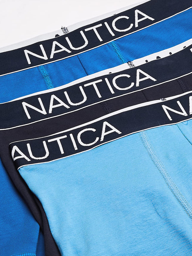 Nautica Men's 3-pack Classic Underwear Cotton Stretch Boxer Briefs, Peacoat/Sea Cobalt/Aero Blue, L UK