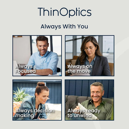 ThinOptics Folding Reading Glasses 1.50, Clear, Case, for Men and Women