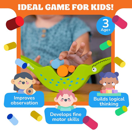 FoxMind Games : Don't Rock The Croc, Stacking and Balancing Building Blocks Kids Board Games for 3 Year Olds and up, Toddler Games, Gifts for 3 year Olds Boys and Girls