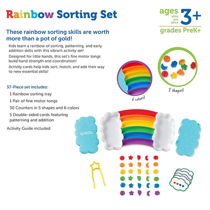 Learning Resources Rainbow Sorting Set, 37-Piece, Fine Motor Skills, Sorting, Patterning, Addition Skills, Toddler Learning Toys, Baby Toddler Toys, Learning and Education Toys, Sensory Tray, Ages 3+