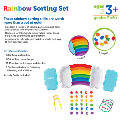 Learning Resources Rainbow Sorting Set, 37-Piece, Fine Motor Skills, Sorting, Patterning, Addition Skills, Toddler Learning Toys, Baby Toddler Toys, Learning and Education Toys, Sensory Tray, Ages 3+