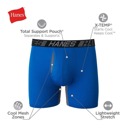 Hanes Men's X-Temp Total Support Pouch Boxer Brief, Anti-Chafing, Moisture-Wicking Underwear, Multi-Pack, Regular Leg-Marled, XL (Pack of 3)