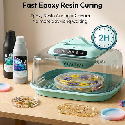 Resiners Resin Curing Machine G3 with UV Resin Light, 2-in-1 Uses, Auto Curing 2H/1Min, Adjustable Temperature & Timer, Resin Dryer with Reversible Base for Epoxy Mold Casting,Jewelry Making,DIY Decor