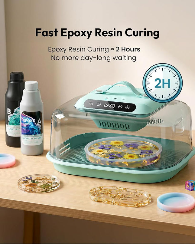 Resiners Resin Curing Machine G3 with UV Resin Light, 2-in-1 Uses, Auto Curing 2H/1Min, Adjustable Temperature & Timer, Resin Dryer with Reversible Base for Epoxy Mold Casting,Jewelry Making,DIY Decor