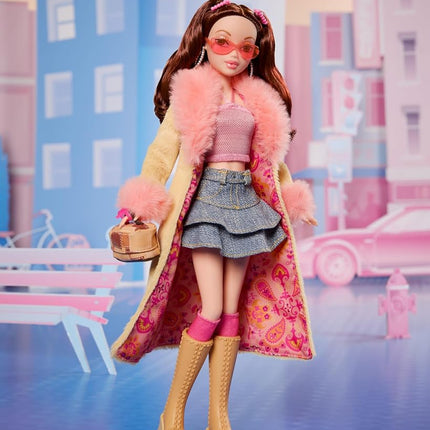 Barbie Signature My Scene Doll and Accessories, Chelsea in Y2K-Inspired Outfit with Butterfly Top, Cargo Jeans, Denim Bag and Doll Stand, HYC19