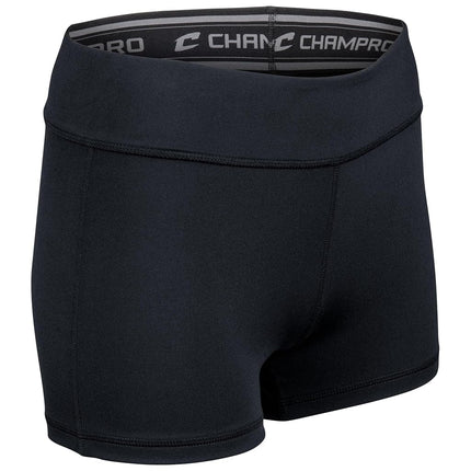 Pantalones cortos de voleibol de compresión CHAMPRO para niñas, tiro de 3", azul marino, grande