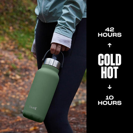S'well - Recycled Stainless Steel Explorer with Flip Straw Lid, Triple Layered Vacuum Insulated Containers Keeps Drinks Cold for 42 Hours and Hot for 10 (32 oz, Green Jasper)