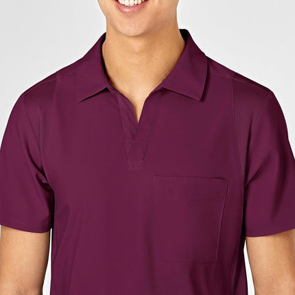 WonderWink Men's Collar Top, Wine, 4X-Large
