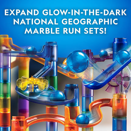 National Geographic Marble Run with Motorized Elevator - 150-Piece Marble Maze Kit with Motorized Spiral Lift, 30 Marbles, Storage Bag & More, Perpetual Motion Machine, Marble Game