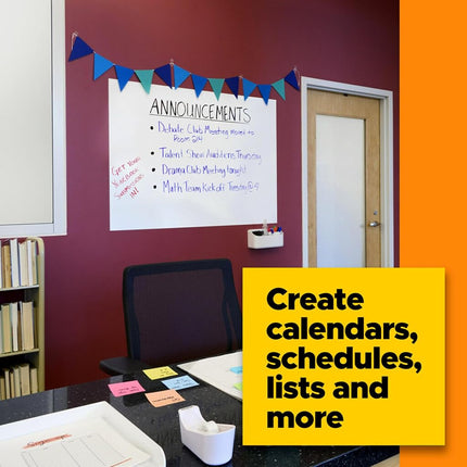 Post-it Dry Erase Whiteboard Film Surface for Walls, Doors, Tables, Chalkboards, Whiteboards, and More, Removable, Stain-Proof, Easy Installation, 4 ft x 3 ft Roll (DEF4X3)
