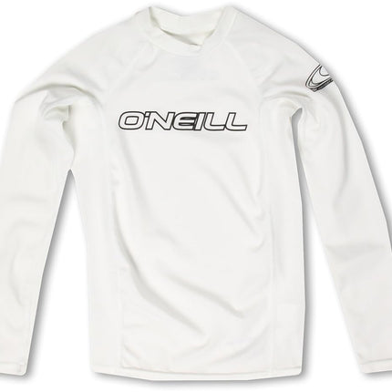O'Neill Youth Basic Skins UPF 50+ Short Sleeve Rash Guard, White, 16